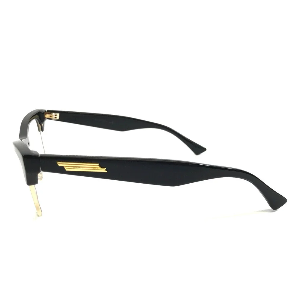 Bottega Veneta Eyeglasses Frames BV1100O 001 Black Shiny Gold Cat Eye 52-15-140